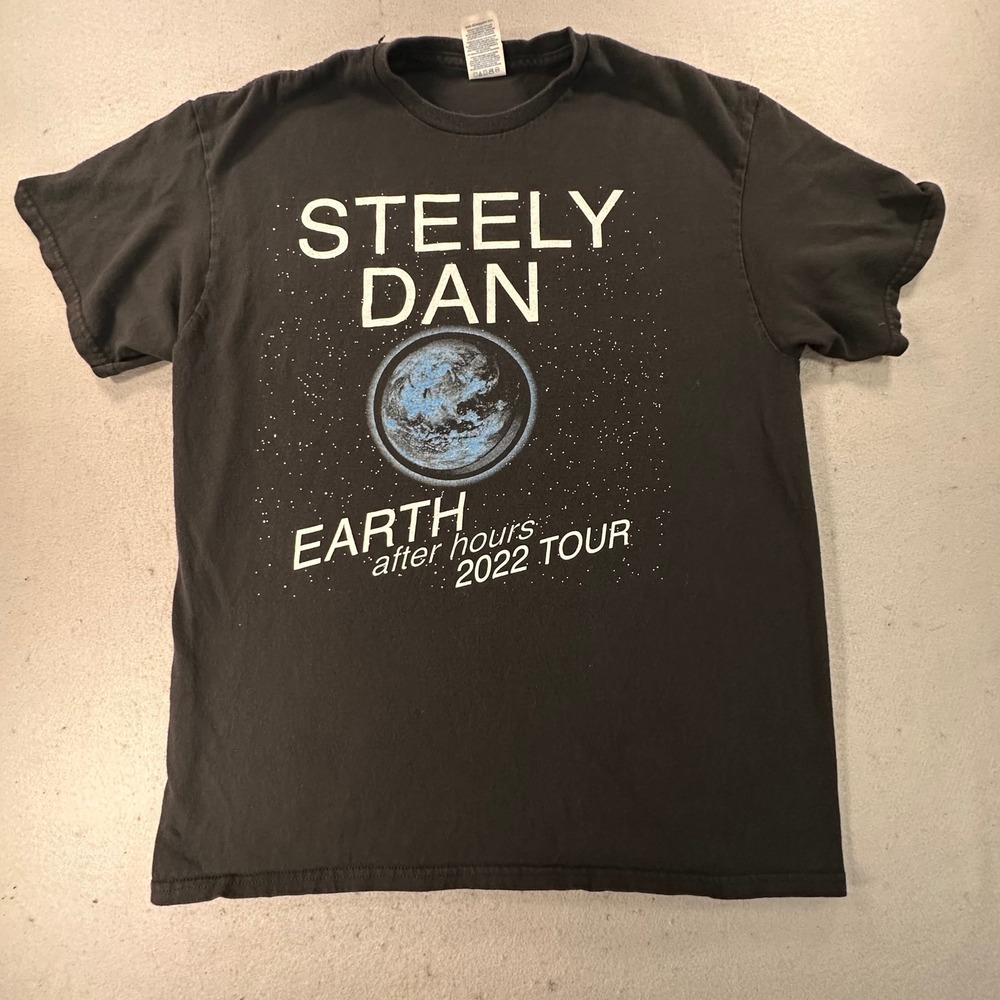 Steely Dan Earth After Hours 2022 Tour T-Shirt Mens Large Black Concert Tee